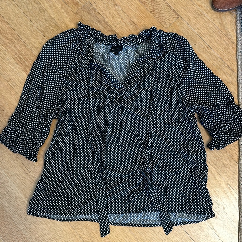 Black and white polka dot blouse